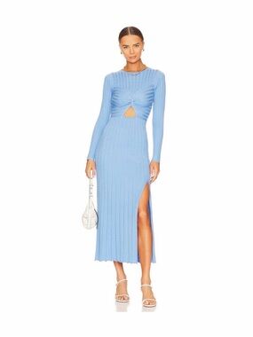 focus pleat smock mini dress in powder blue sovere Helena One Shoulder Linen Mini Dress / Powder Blue | MESHKI main image 0